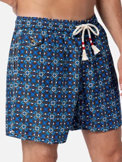 Herren-Badeshorts Lighting 70 aus leichtem Stoff mit Majolika-Print