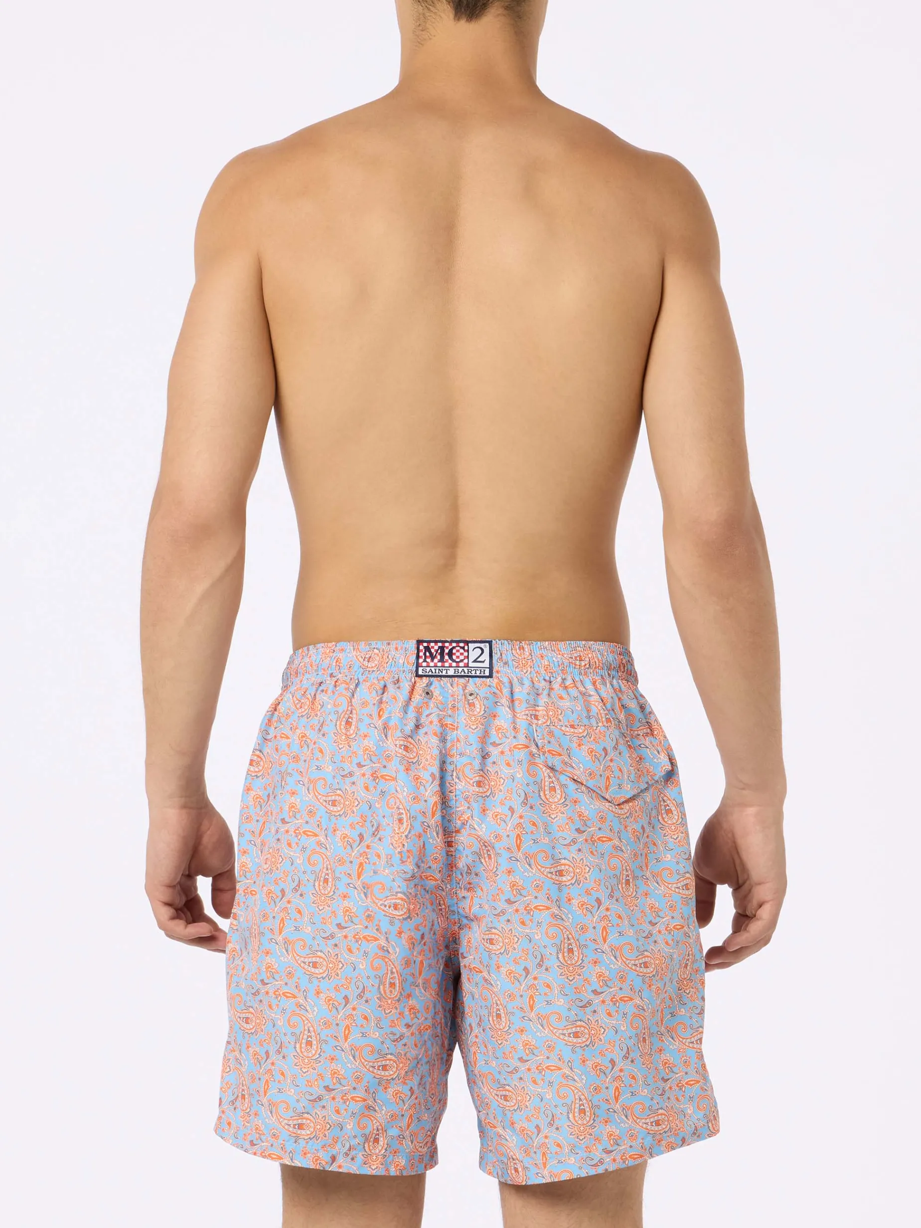 Herren-Badeshorts Lighting aus leichtem Stoff mit Paisley-Print