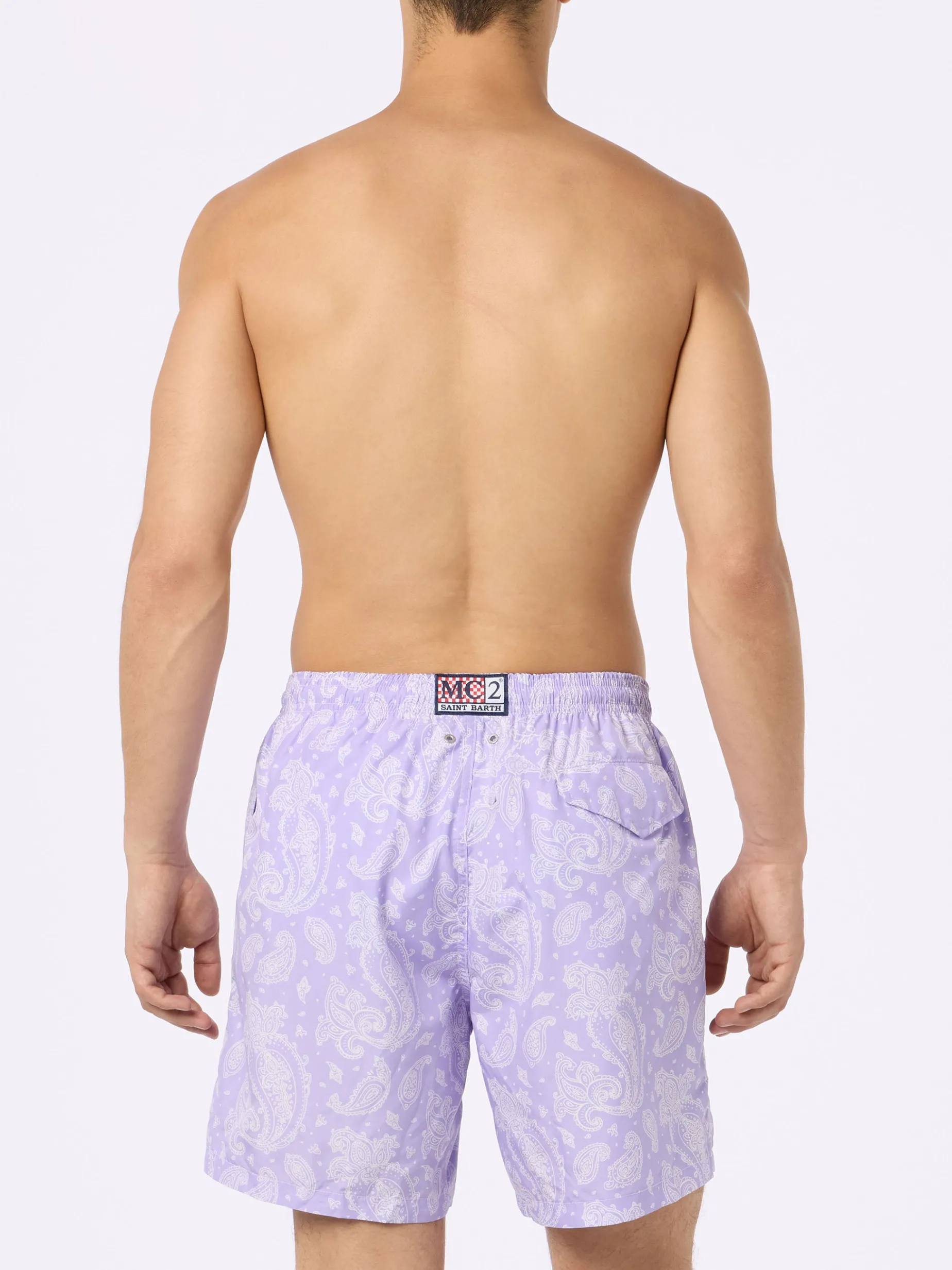 Herren-Badeshorts Lighting aus leichtem Stoff mit Paisley-Print