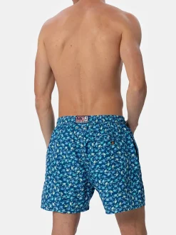 Herren-Badeshorts Lighting 70 aus leichtem Stoff mit Krabbenaufdruck