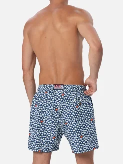 Herren-Badeshorts Lighting 70 aus leichtem Stoff mit Palmenprint