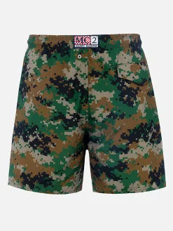 Herren-Badeshorts Lighting aus leichtem Stoff mit Tarnmuster