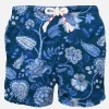 Herren-Badeshorts mit blauem Blumendruck