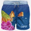 Herren-Badeshorts mit Capri-Aufdruck