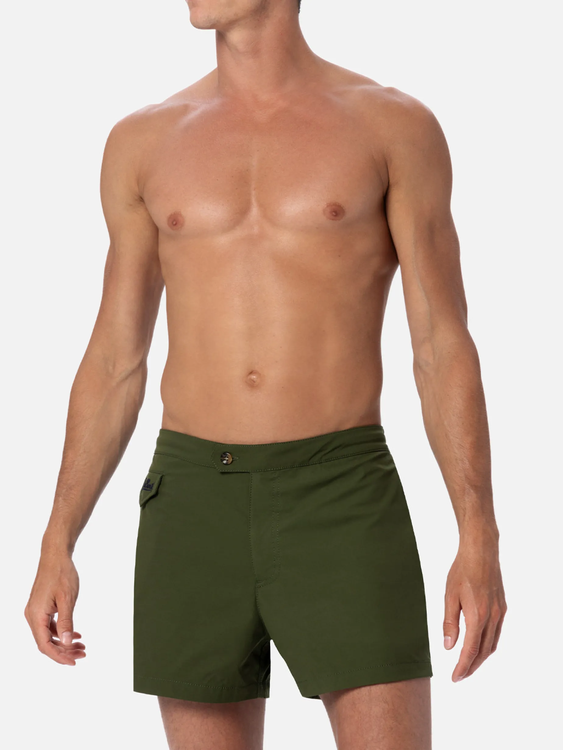 Herren-Badeshorts mit figurbetontem Schnitt in Militärgrün von Harrys
