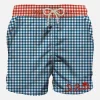 Herren-Badeshorts mit Gingham-Print und Tasche