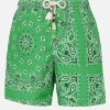 Herren-Badeshorts mit grünem Bandana-Aufdruck
