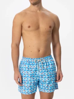 Herren-Badeshorts mit Meeresaufdruck
