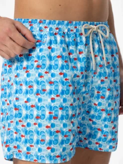 Herren-Badeshorts mit Meeresaufdruck