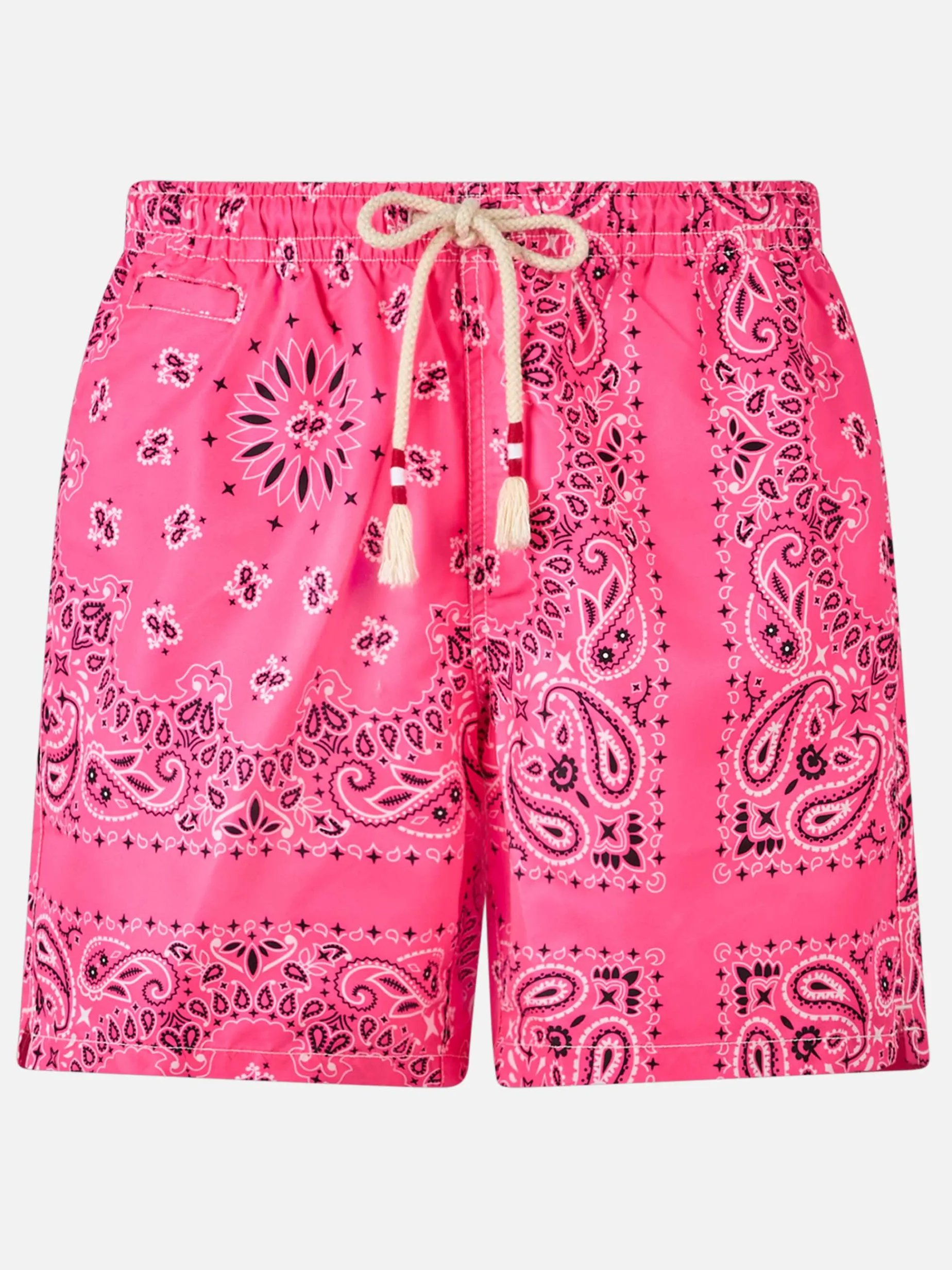 Herren-Badeshorts mit rosa Bandana-Aufdruck