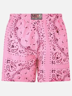 Herren-Badeshorts mit rosa Bandana-Aufdruck