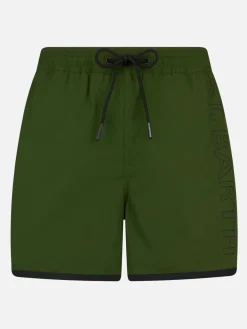 Herren-Badeshorts mit seitlichem Logo und Kontrast