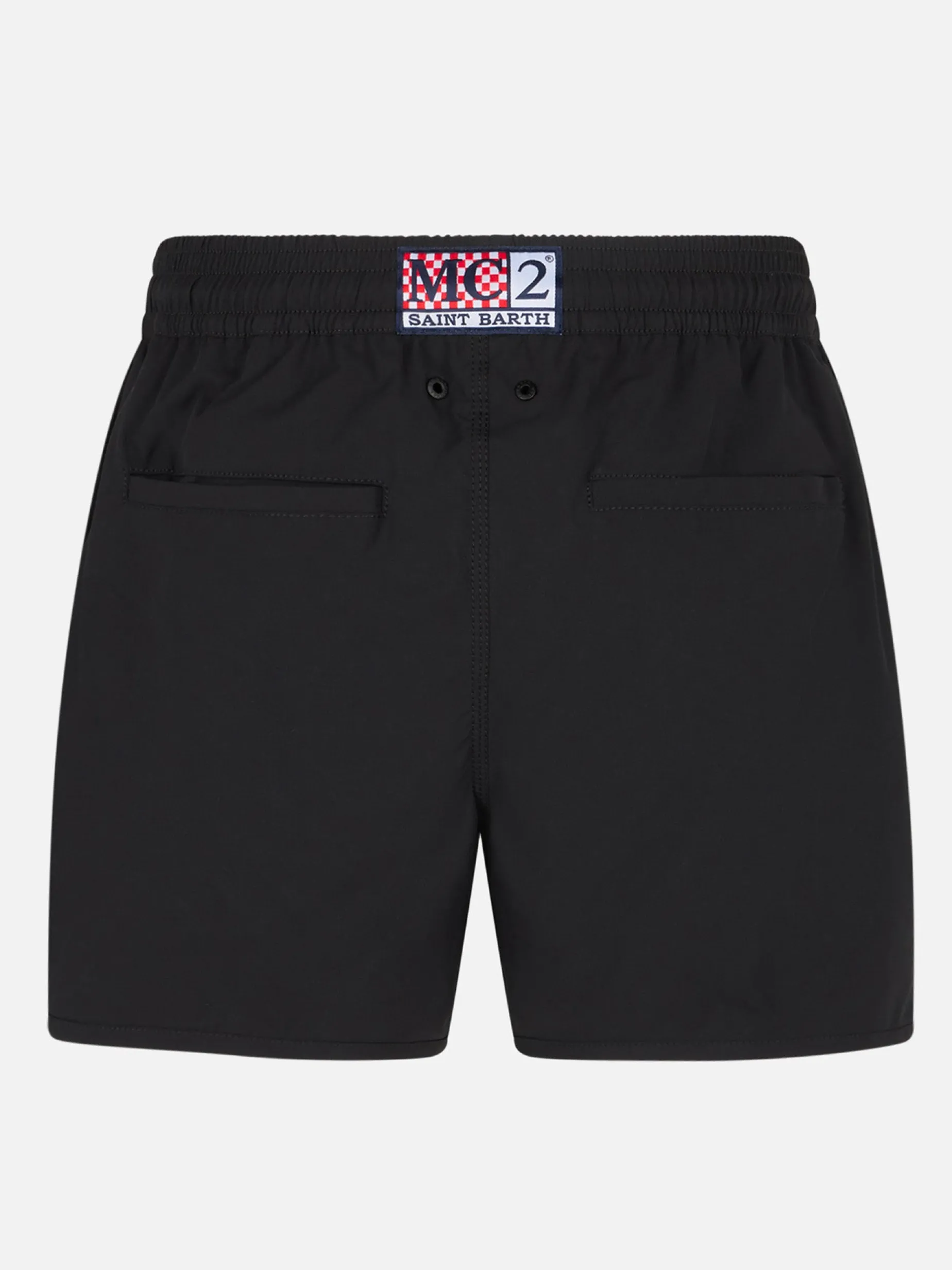 Herren-Badeshorts mit seitlichem Logo und Kontrast