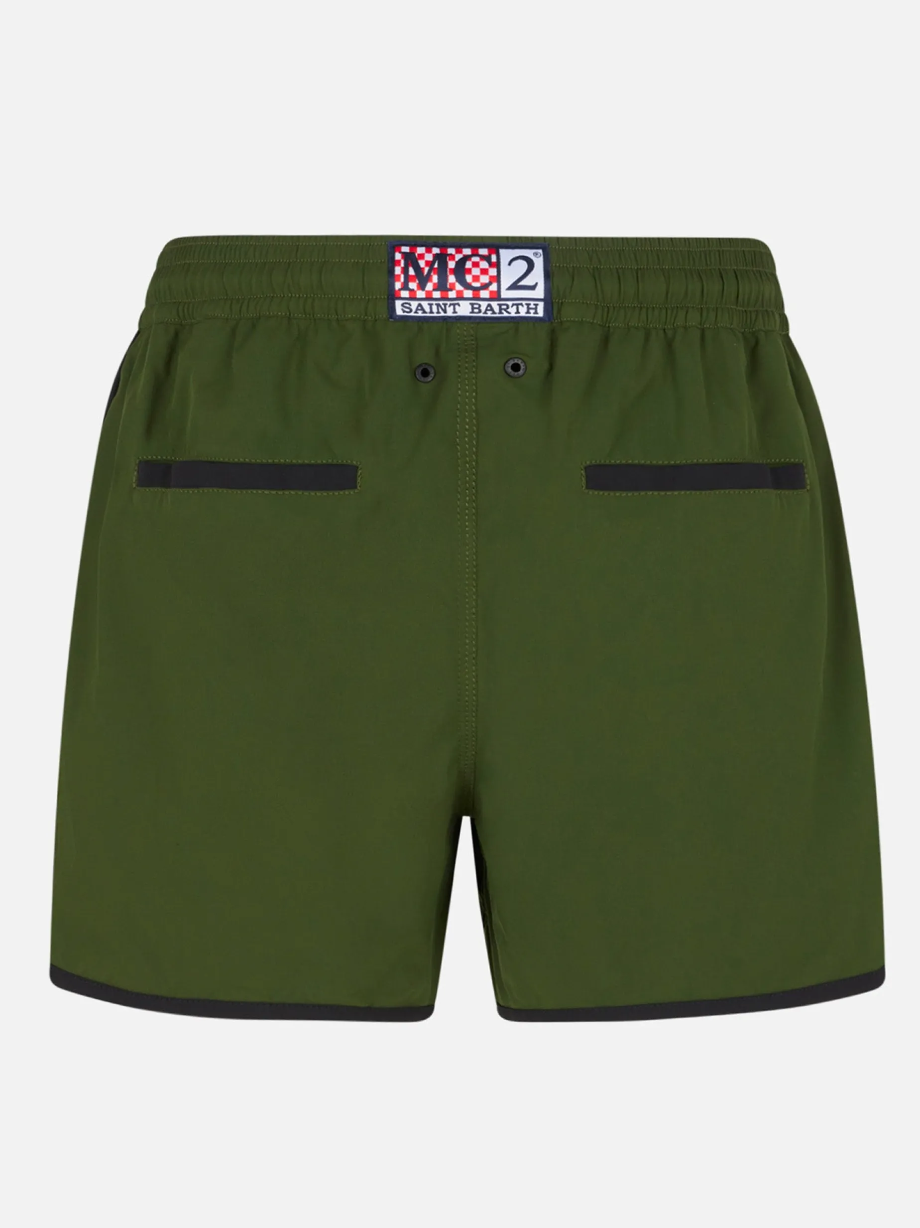Herren-Badeshorts mit seitlichem Logo und Kontrast