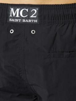Herren-Badeshorts mit seitlichem Logo und Kontrast