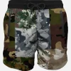 Herren-Badeshorts mit Tarnmuster und Reißverschluss