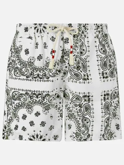 Herren-Badeshorts mit weißem Bandana-Print