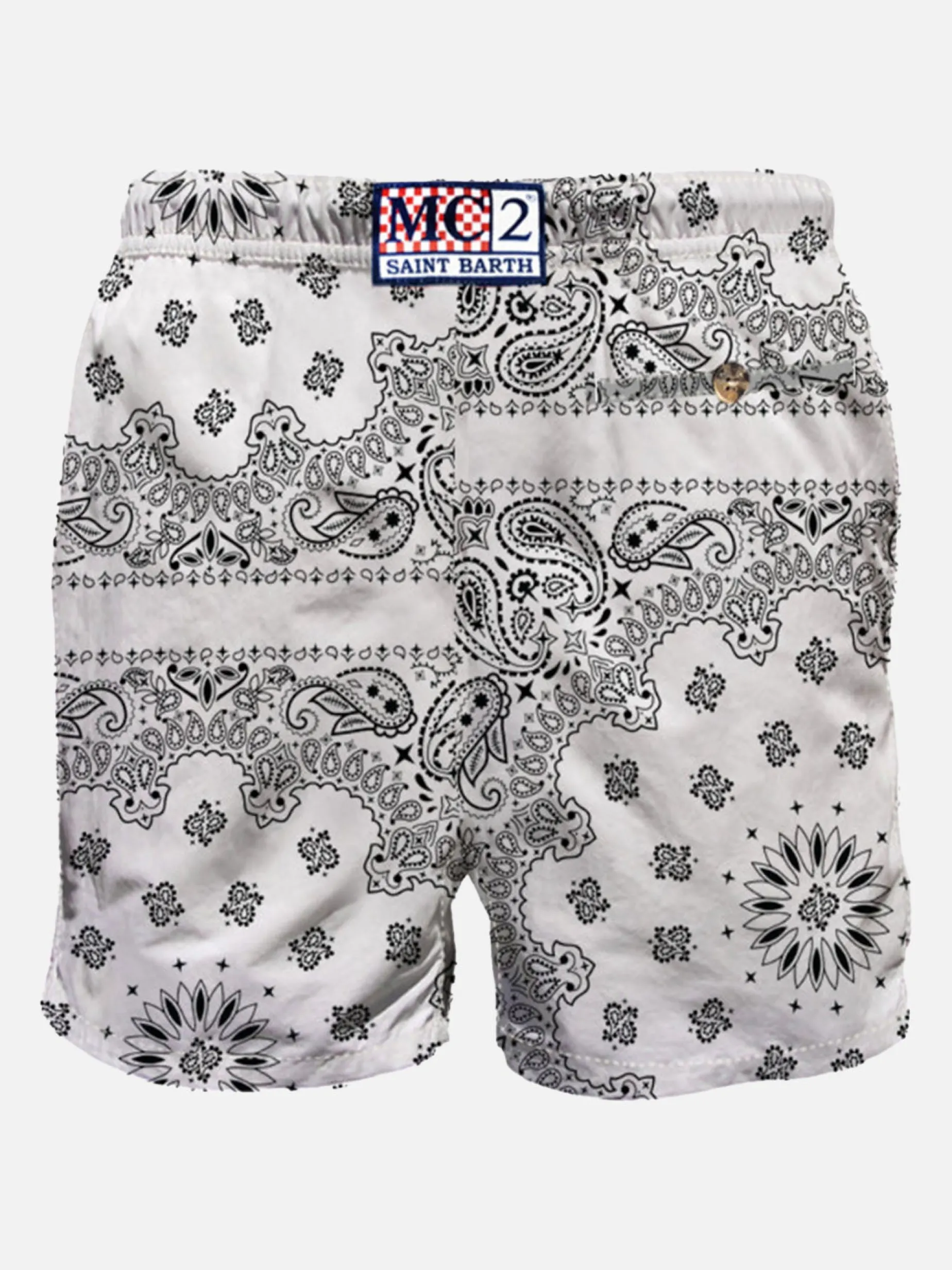 Herren-Badeshorts mit weißem Bandana-Print