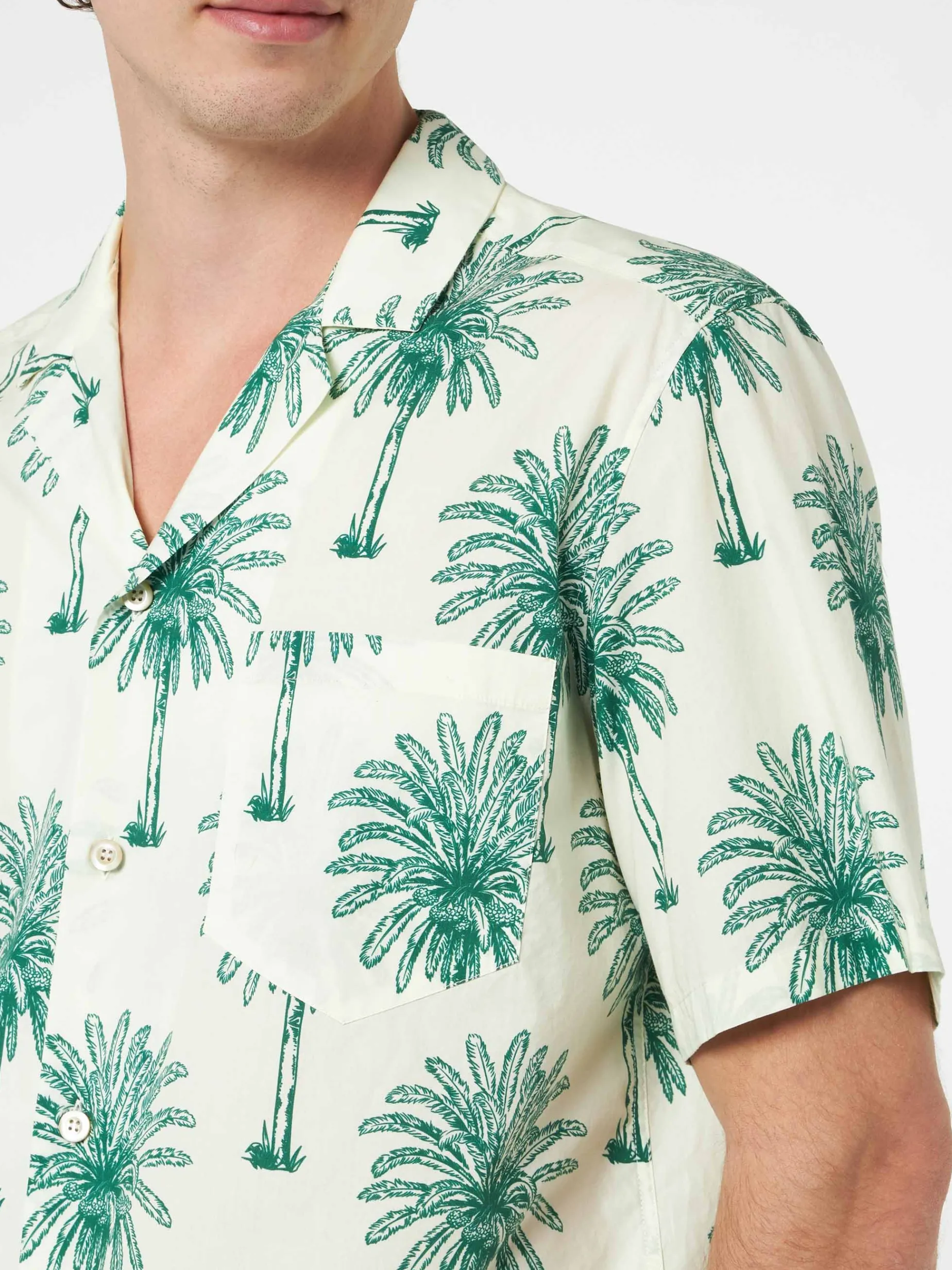 Herren-Baumwollhemd Kalea mit Palmenprint