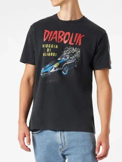 Herren-Baumwoll-T-Shirt im Vintage-Stil mit Aufdruck „Diabolik-Auto“ und „Geld“ | DIABOLIK SONDEREDITION