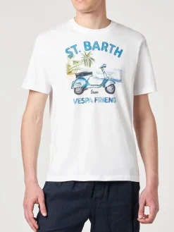 Herren-Baumwoll-T-Shirt mit St. Barth Vespa Friend-Aufdruck | VESPA® SONDEREDITION