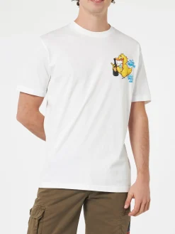 Herren-Baumwoll-T-Shirt mit platziertem Aufdruck „Cryptopuppets Ducky Bollicine“ auf Vorder- und Rückseite | CRYPTOPUPPET-SONDERAUSGABE