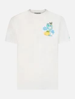 Herren-Baumwoll-T-Shirt mit platziertem Aufdruck „Cryptopuppets Gin Tonic“ auf Vorder- und Rückseite | CRYPTOPUPPET-SONDERAUSGABE