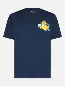 Herren-Baumwoll-T-Shirt mit platziertem Aufdruck „Cryptopuppets Ducky Gin“ auf Vorder- und Rückseite | CRYPTOPUPPET-SONDERAUSGABE