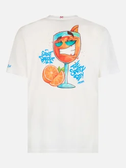 Herren-Baumwoll-T-Shirt mit platziertem Cryptopuppets Spritz-Aufdruck auf Vorder- und Rückseite | CRYPTOPUPPET-SONDERAUSGABE