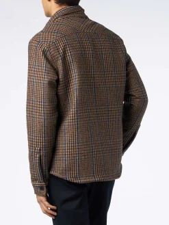 Herren-Überhemd im Prince-of-Wales-Stil aus Wolle mit Taschen und Aufnähern