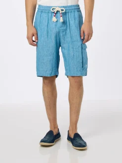 Herren-Bermuda aus Leinen in Denimblau Marseille