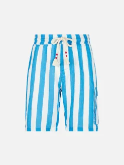 Herren-Bermudashorts aus Leinen mit weißen und blauen Streifen