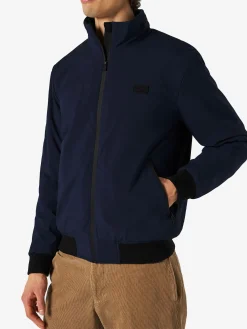 Herrenblaue Bomberjacke mit Sherpa-Futter