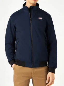 Herrenblaue Bomberjacke mit Fellfutter