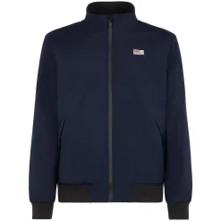 Herrenblaue Bomberjacke mit Fellfutter