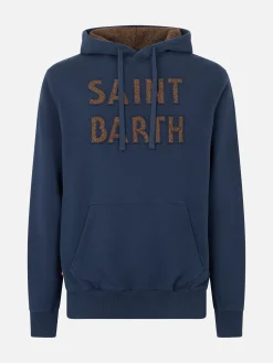 Herrenblauer Kapuzenpullover mit Saint-Barth-Aufnäher