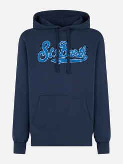 Herrenblauer Kapuzenpullover mit Frottee-Patch von St. Barth