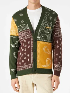Herren-Cardigan mit Bandana-Print