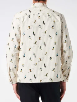 Herren-Cord-Overshirt mit Ski-Print
