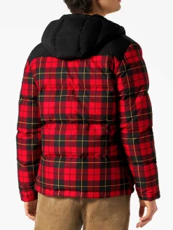 Herren-Daunenjacke mit Schottenkaro und Kapuze