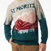 Herren-Donegal-Pullover mit Rundhalsausschnitt und St. Moritz-Postkarten-Jacquard-Print