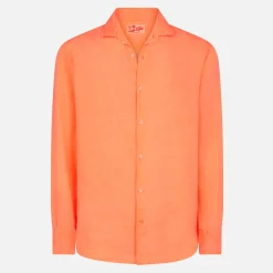 Herren-Hemd aus fluoorangefarbenem Pamplona-Leinen