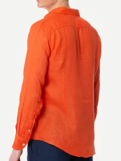 Herren-Hemd aus Pamplona-Leinen in Aquarell-Orange