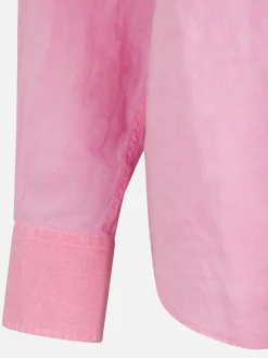 Herren-Hemd aus Pamplona-Leinen in Wasserfarbe in Fluo-Rosa