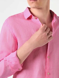 Herrenhemd aus rosa Pamplona-Leinen