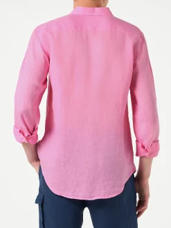 Herrenhemd aus rosa Pamplona-Leinen