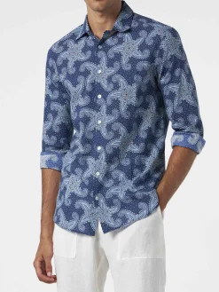 Herren-Hemd Sikelia aus Musselin-Baumwolle mit Paisley-Sterndruck