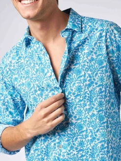 Herren-Hemd Sikelia aus Musselin-Baumwolle mit Blumendruck
