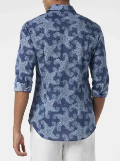 Herren-Hemd Sikelia aus Musselin-Baumwolle mit Paisley-Sterndruck