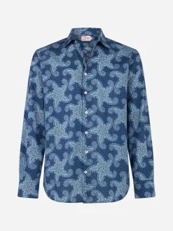 Herren-Hemd Sikelia aus Musselin-Baumwolle mit Paisley-Sterndruck